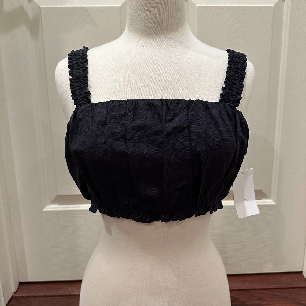 NWT - Sophie Rue - Indy Ruched Cropped Top - Black - Size: S